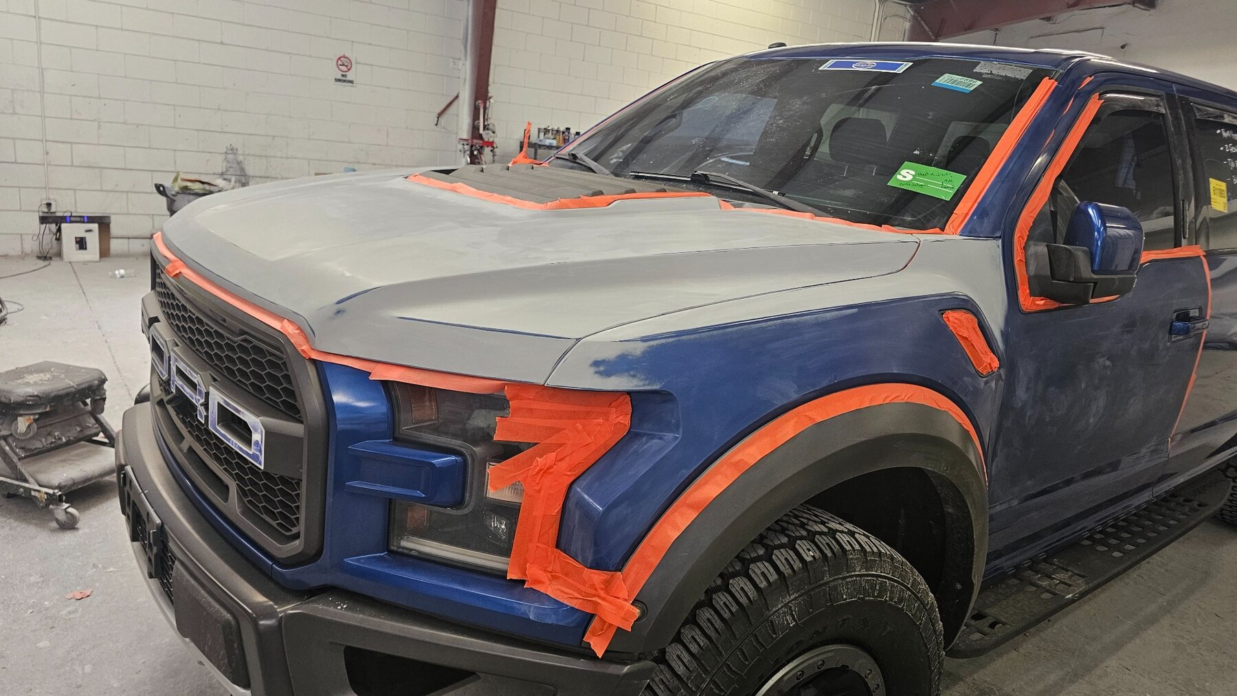 Ford Raptor front panels during surface preparation