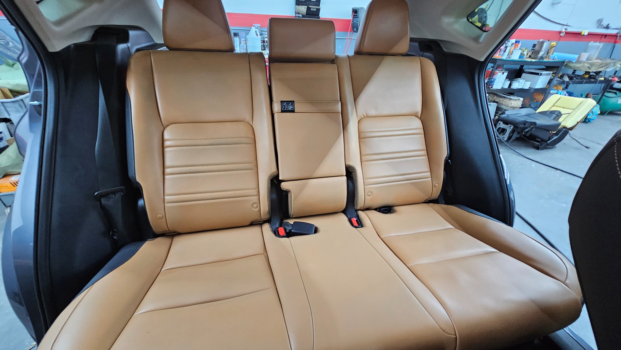 Rear automotive seats after custom tan color change